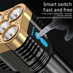 ABS Waterproof 5 LED Military Flashlight - USB Charging 4 COB Modes For Outdoor